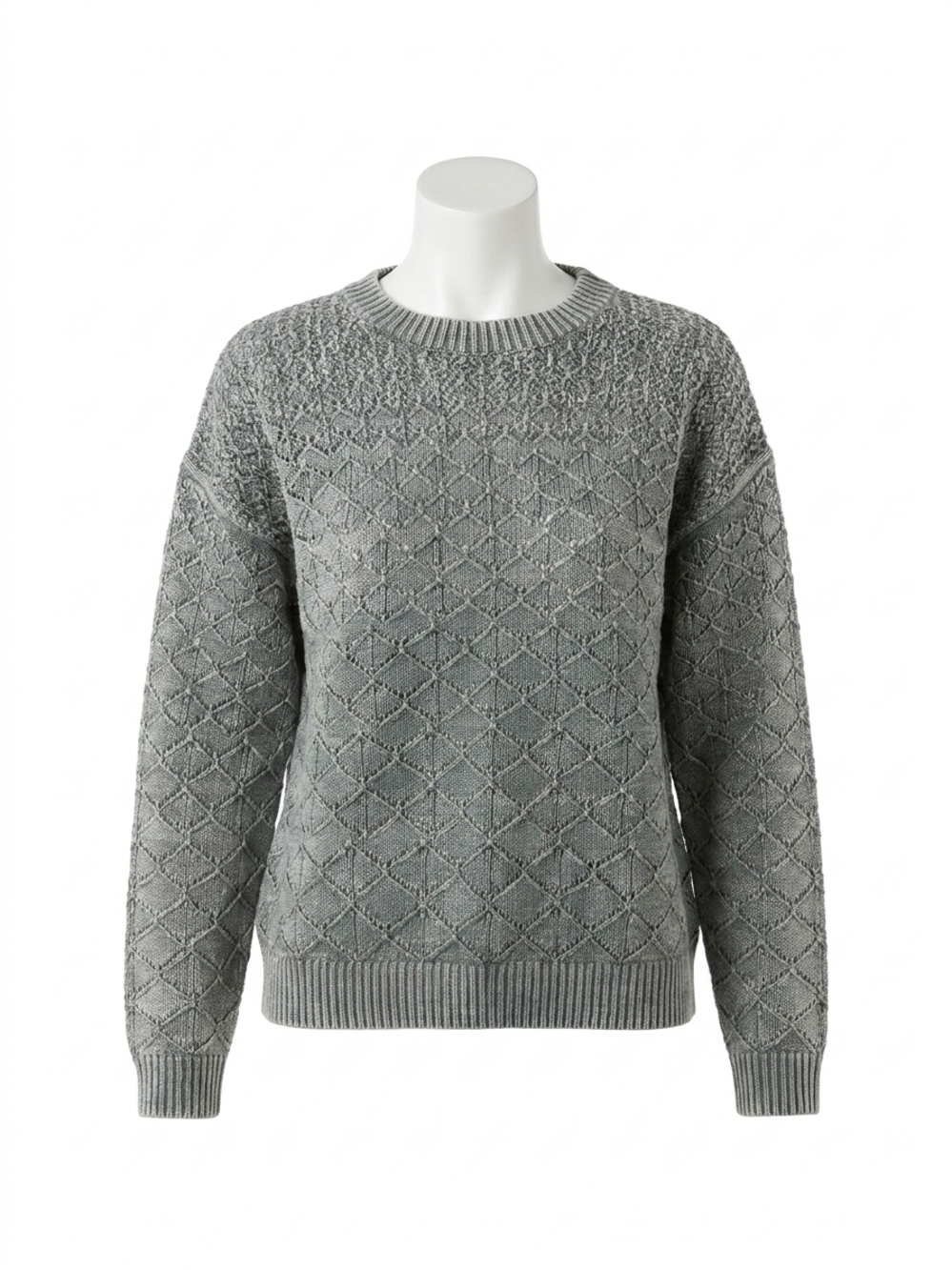 NEW CHARLIE B spruce pointelle sweater in grey